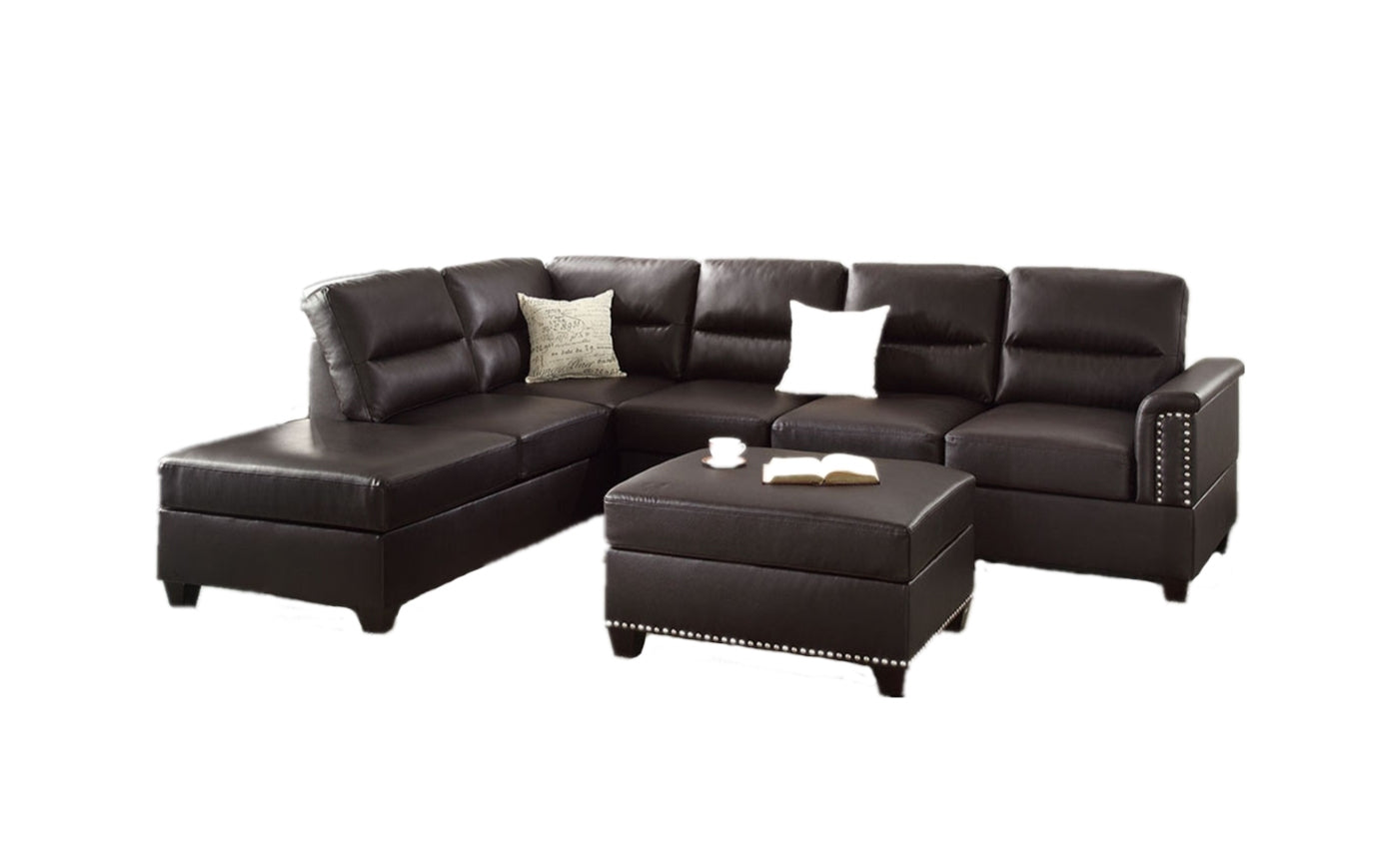 3 Pc Sectional In Espresso Espresso Leather