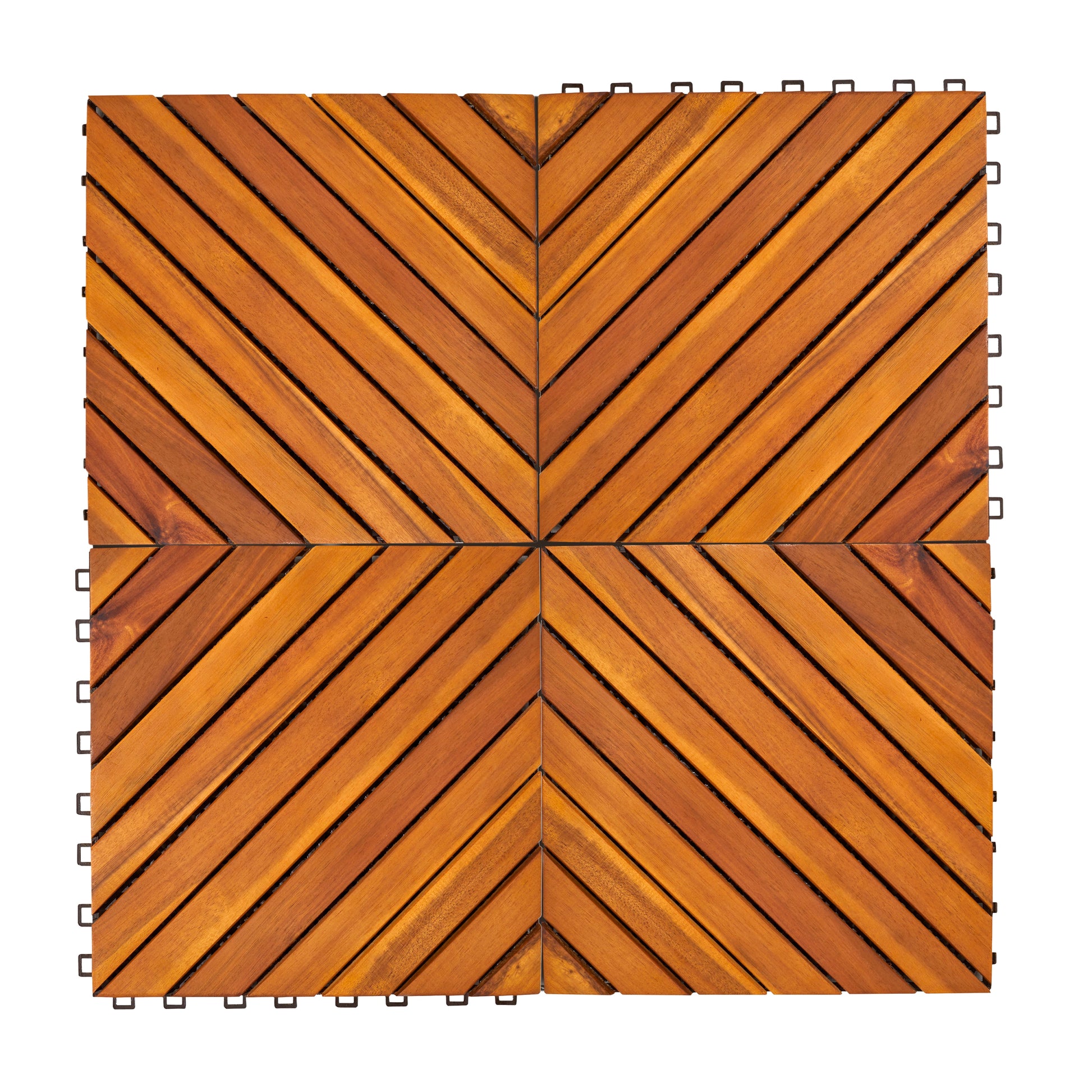 Dashiell 12 Diagonal Slat Acacia Interlocking Deck Tile Set Of 10 Tiles Natural Wood Wood Acacia Wood