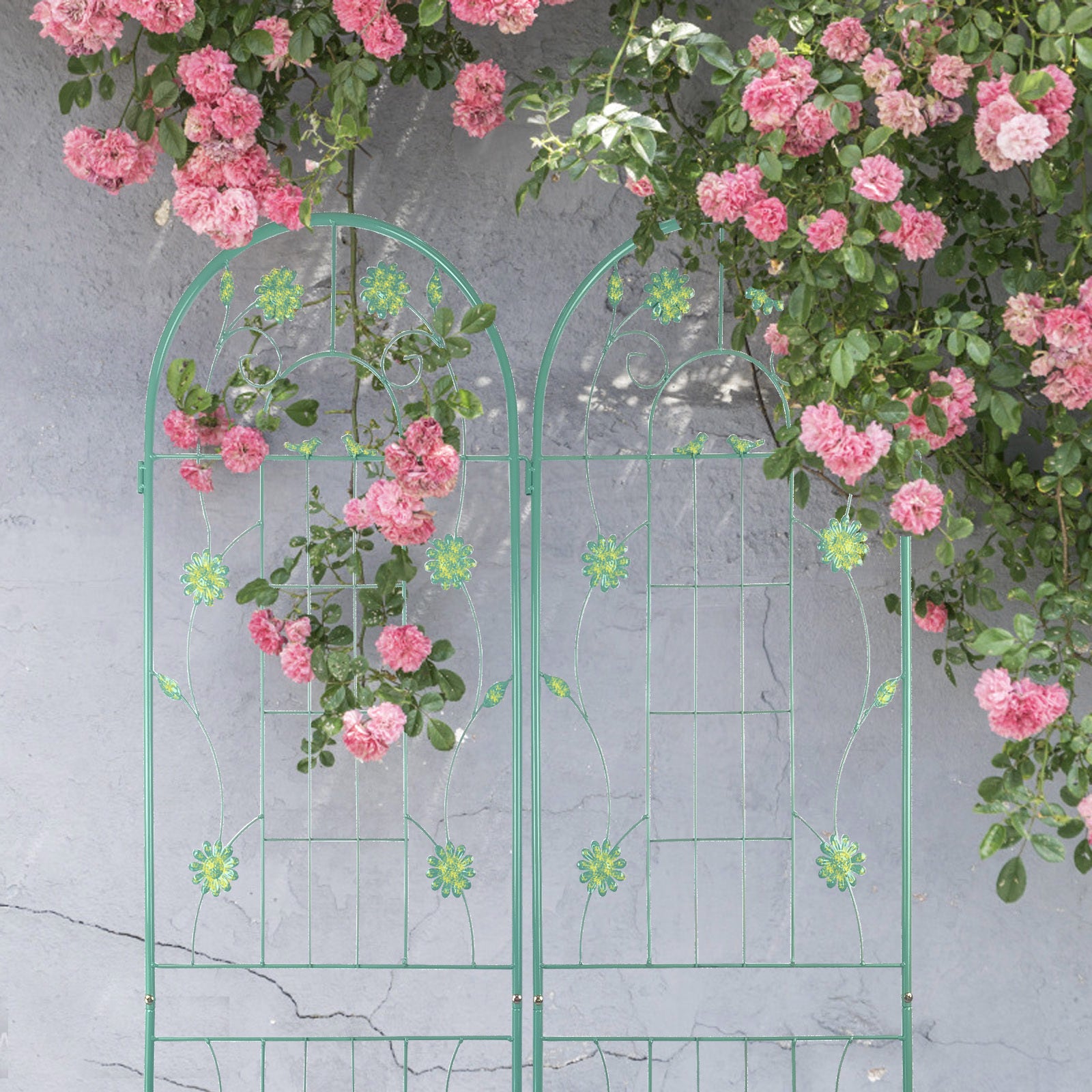 2 Pack Metal Garden Trellis 71" X 19.7" Rustproof Trellis For Climbing Plants Outdoor Flower Support Green Green Iron