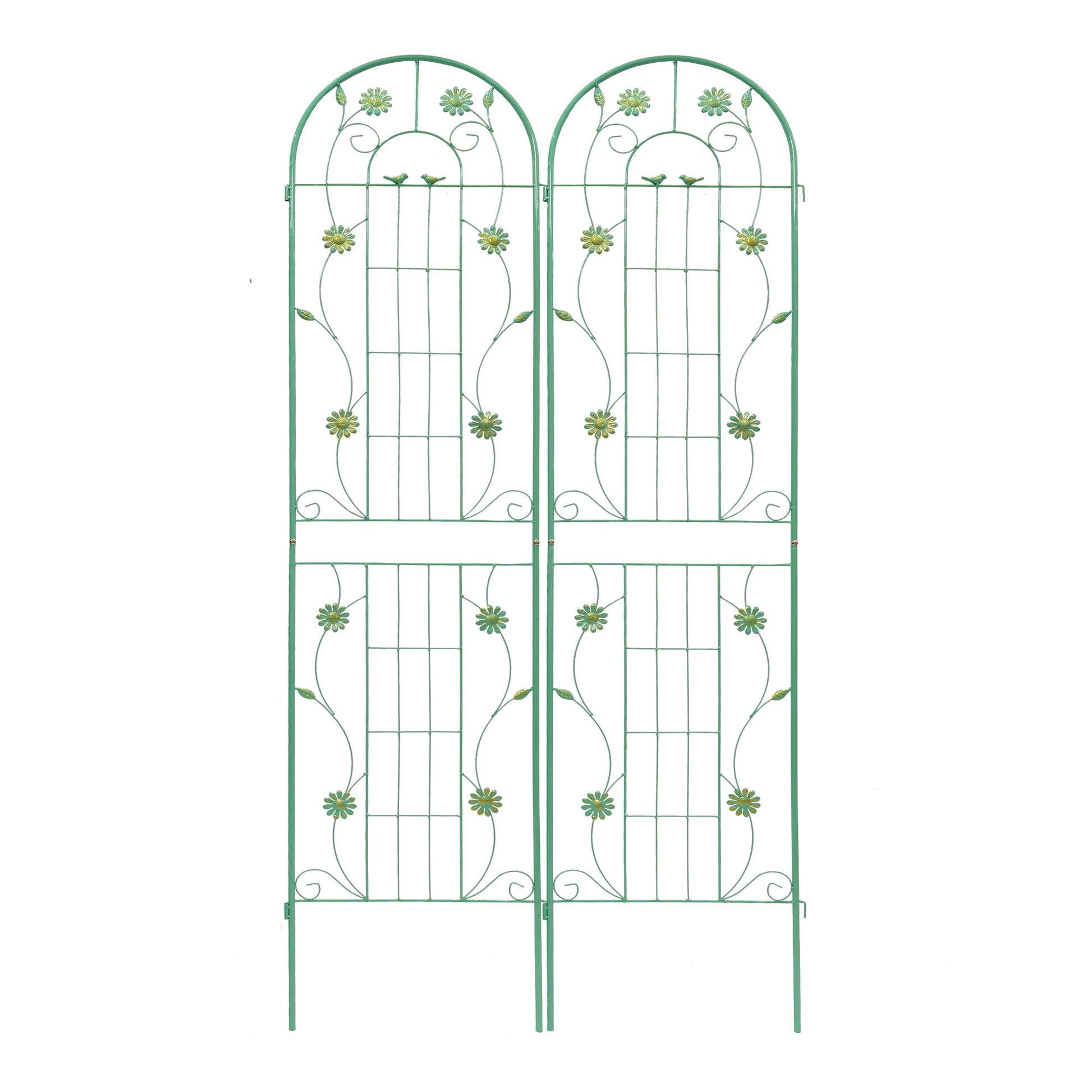 2 Pack Metal Garden Trellis 86.7" X 19.7" Rustproof Trellis For Climbing Plants Outdoor Flower Support Green Green Iron