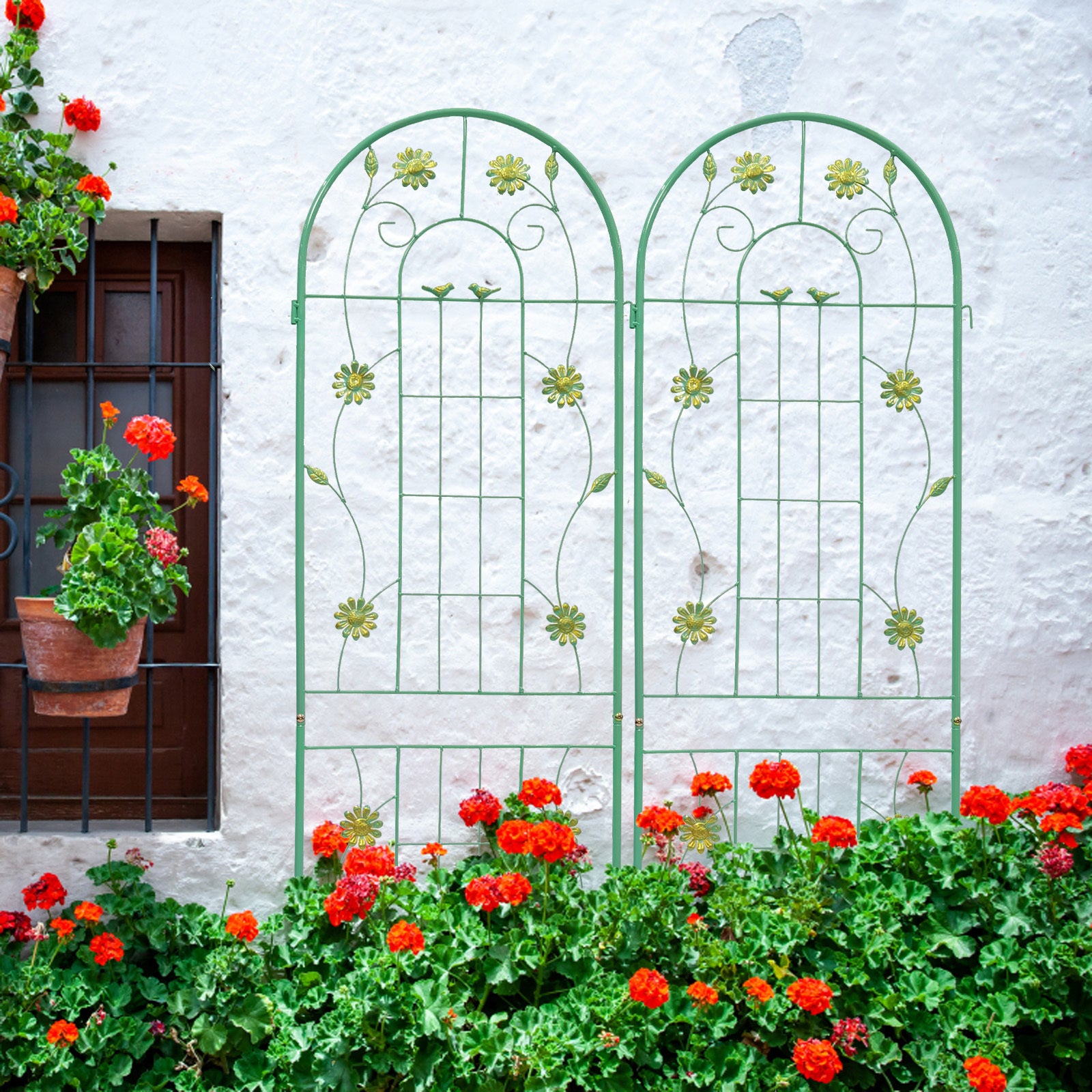 2 Pack Metal Garden Trellis 71" X 19.7" Rustproof Trellis For Climbing Plants Outdoor Flower Support Green Green Iron