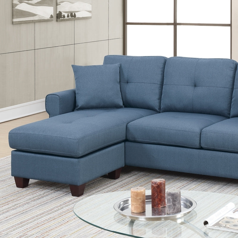 2 Pcs Sectional In Blue Blue Fabric