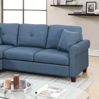 2 Pcs Sectional In Blue Blue Fabric