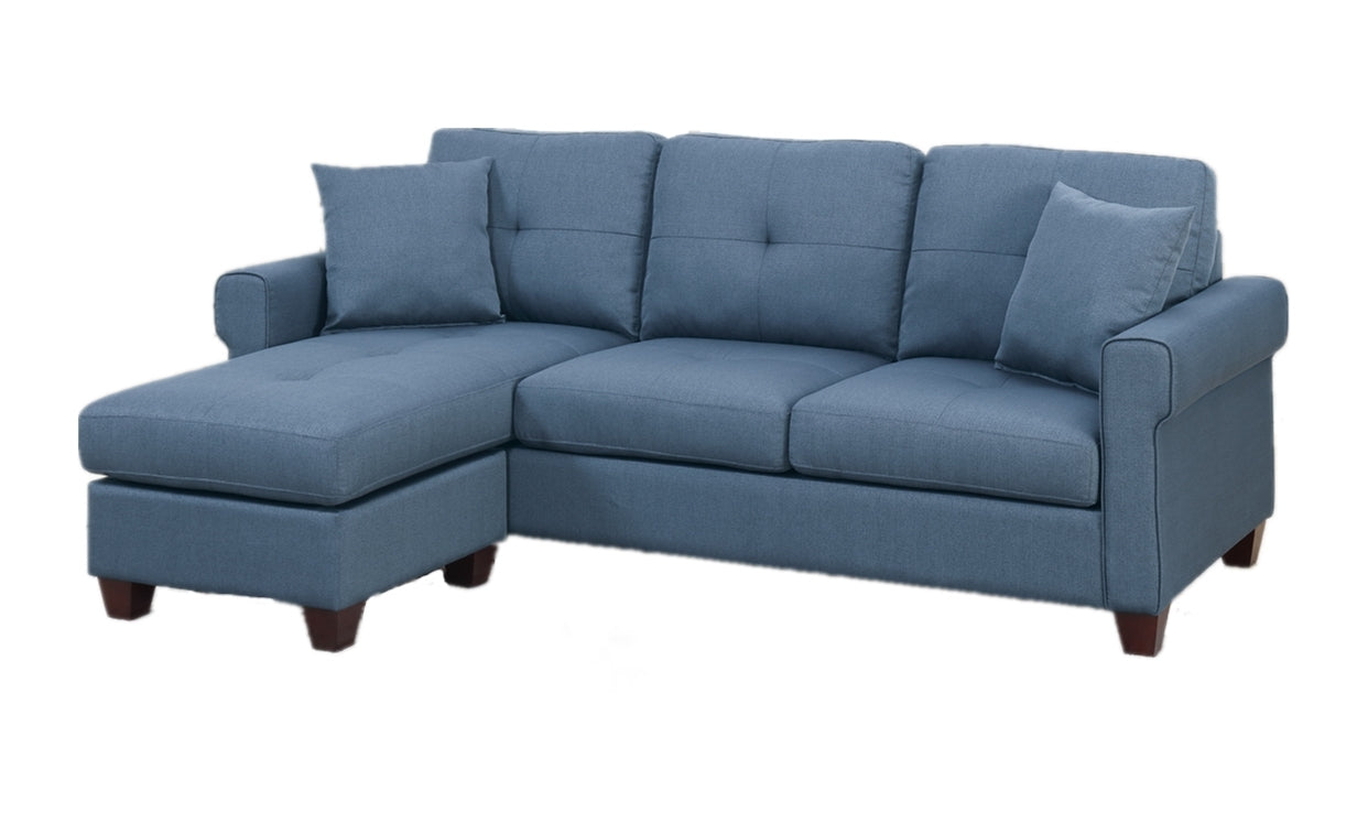 2 Pcs Sectional In Blue Blue Fabric