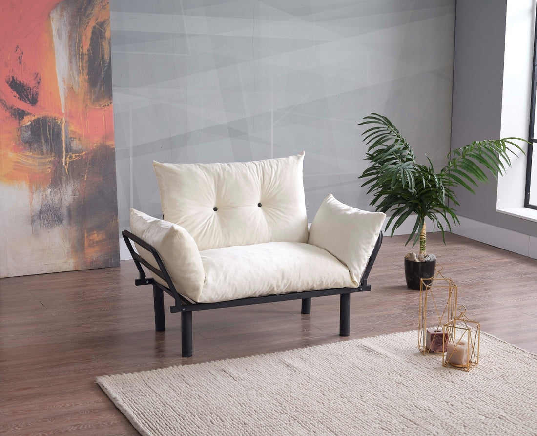 Sona Futon Beautiful Seat Cream Metal Metal