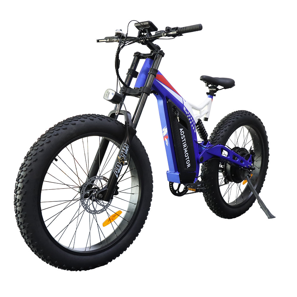 Aostirmotor 26" 1500W Electric Bike Fat Tire P7 48V 20Ah Removable Lithium Battery For Adults S17 1500W Blue Aluminium