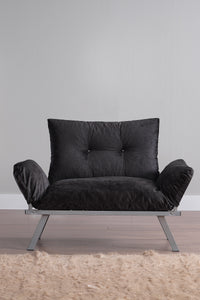 Alora Metal Legs Futon Beautiful Seat Black Chenille Metal Metal