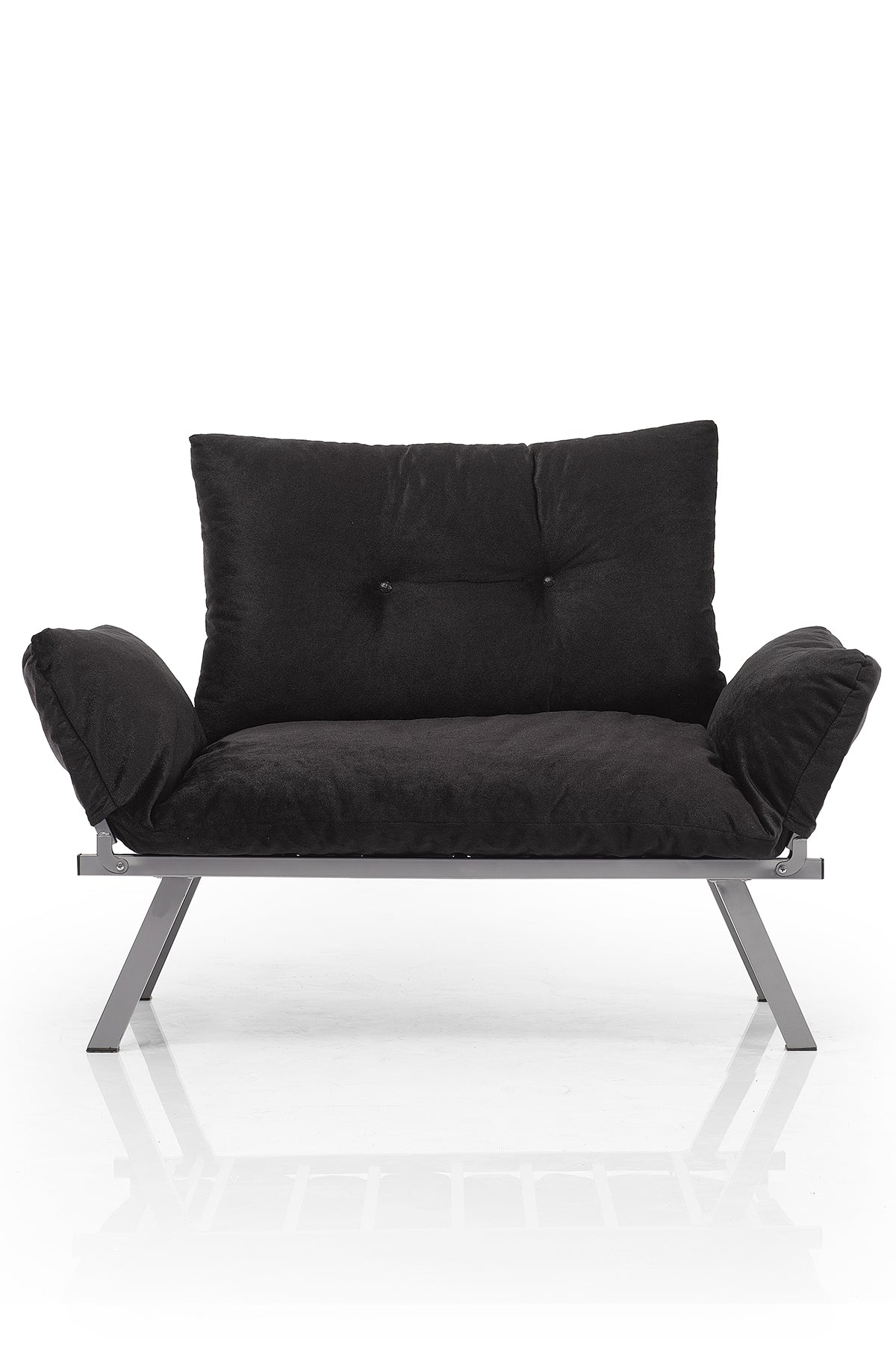 Alora Metal Legs Futon Beautiful Seat Black Chenille Metal Metal