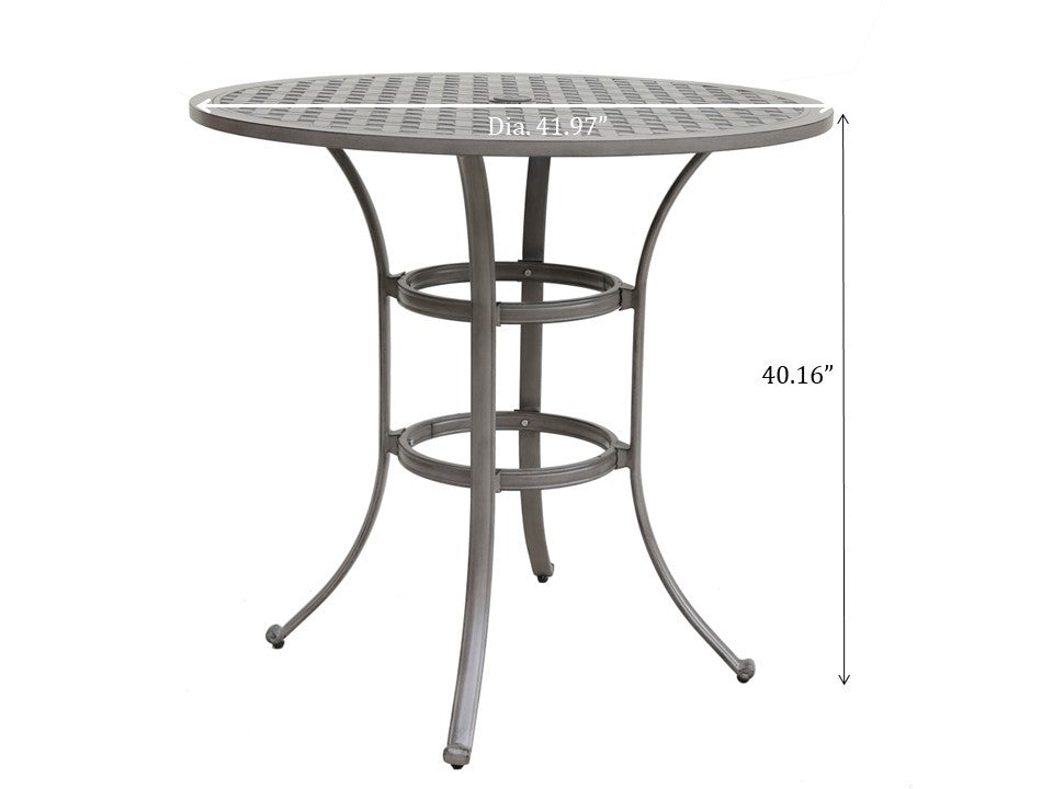 42 Inches Cast Aluminum Round Bar Table Grey Aluminium