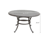 All Weather And Durable 52" Round Cast Aluminum Round Dining Table With Umbrella Hole Grey Aluminium