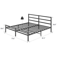 Metal Platform Bed Frame With Headboard, Sturdy Metal Frame, No Box Spring Needed King King Black Metal