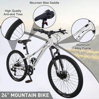 Mountain Bike For Girls And Boys Mountain 24 Inch Shimano 7 Speed Bike Cycling Silver Garden & Outdoor Aluminium Alloy