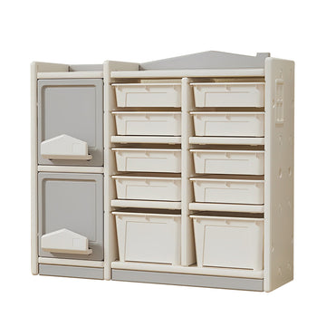 Multilayer Storage,Toy Picture Book Storage Children'S Floor Shelf Building Blocks Plastic Storage Cabinet Car Clutter Organizer Basket. Grey Hdpe