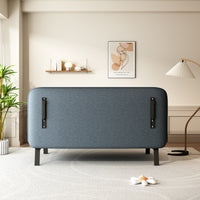 55 Convertible Chair Bed, Tri Fold Sofa Bed With Adjustable Backrest & Pillow, Leisure Chaise Lounge Couch With Sturdy Steel Frame For Home & Office, Comfortable Sleeper Chair Blue Grey Velvet Primary Living Space Contemporary Polyurethane Foam Metal 2