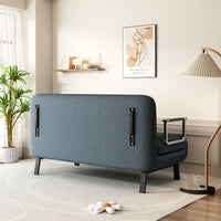 55 Convertible Chair Bed, Tri Fold Sofa Bed With Adjustable Backrest & Pillow, Leisure Chaise Lounge Couch With Sturdy Steel Frame For Home & Office, Comfortable Sleeper Chair Blue Grey Velvet Primary Living Space Contemporary Polyurethane Foam Metal 2