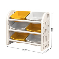 Kids Toy Storage Organizer With 6 Bins, Multi Functional Nursery Organizer Kids Furniture Set Toy Storage Cabinet Unit With Hdpe Shelf And Bins For Playroom, Bedroom, Living Room Yellow White Color Yellow Hdpe