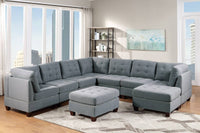 Living Room Furniture Tufted Armless Chair Grey Linen Like Fabric 1Pc Armless Chair Cushion Nail Heads Wooden Legs Grey Primary Living Space Contemporary,Modern Fabric