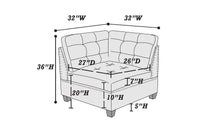 Contemporary Modular Sectional 8Pc Set Living Room Furniture Corner L Sectional Black Coffee Linen Like Fabric Tufted Nail Heads 3X Corner Wedge 3X Armless Chair And 2X Ottoman Coffee Wood Primary Living Space Cushion Back Contemporary,Modern Modular