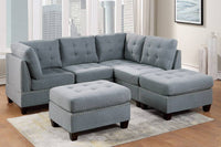 Living Room Furniture Tufted Armless Chair Grey Linen Like Fabric 1Pc Armless Chair Cushion Nail Heads Wooden Legs Grey Primary Living Space Contemporary,Modern Fabric