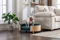 Scandinavian Style Elevated Dog Bed Pet Sofa With Solid Wood Legs And Bent Wood Back, Velvet Cushion,Mid Size,Dark Green Dark Green Removable Cover Scandinavian Dog Large 41 70 Lbs Foam Plywood