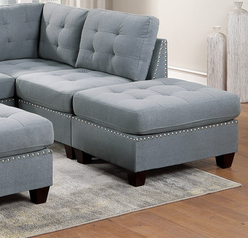 Living Room Furniture Tufted Armless Chair Grey Linen Like Fabric 1Pc Armless Chair Cushion Nail Heads Wooden Legs Grey Primary Living Space Contemporary,Modern Fabric