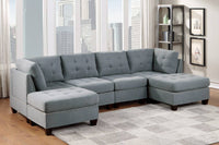 Living Room Furniture Tufted Armless Chair Grey Linen Like Fabric 1Pc Armless Chair Cushion Nail Heads Wooden Legs Grey Primary Living Space Contemporary,Modern Fabric