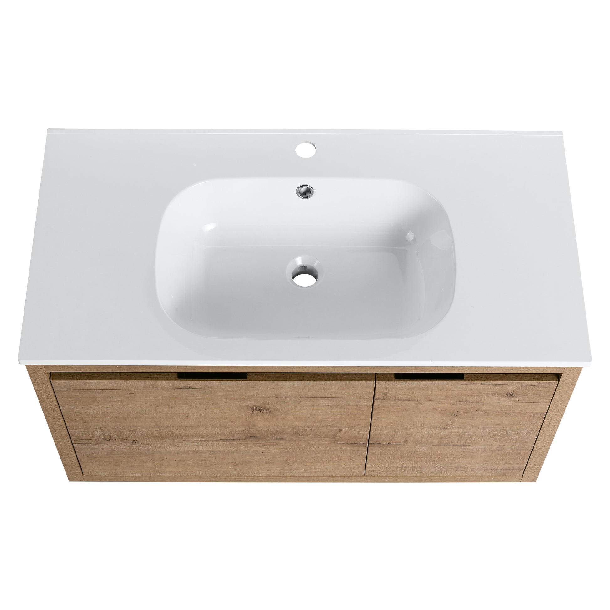 36 Inch Wall Mounted Bathroom Vanity With Gel Sink 1 Imitative Oak 1 Bathroom Wall Mounted Modern Plywood