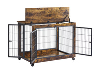 Furniture Dog Cage Crate With Double Doors, Rustic Brown, 38.58'' W X 25.2'' D X 27.17'' H Rustic Brown Particle Board