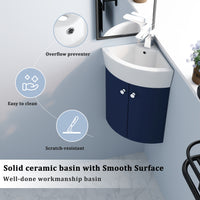 Corner Bathroom Vanity Sink Combo For Small Space Wall Mounted Cabinet Set, Ceramic Sink Bvc05316Nb Navy Blue 2 Bathroom Wall Mounted Modern Plywood