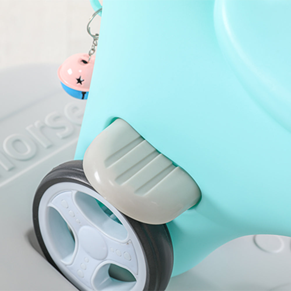 Rocking Horse For Toddlers, Balance Bike Ride On Toys With Push Handle, Backrest And Balance Board For Baby Girl And Boy, Unicorn Kids Riding Birthday Blue Blue Hdpe