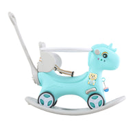 Rocking Horse For Toddlers, Balance Bike Ride On Toys With Push Handle, Backrest And Balance Board For Baby Girl And Boy, Unicorn Kids Riding Birthday Blue Blue Hdpe