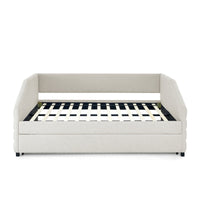 Full Size Daybed With Trundle Upholstered Tufted Sofa Bed, Linen Fabric, Beige 82.5"X58"X34" Box Spring Not Required Full Beige Composite Bedroom Classic,Contemporary,French,Luxury,Modern Linen Linen