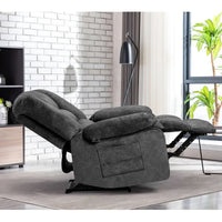 Oversized Recliner Chair Sofa With Massage And Heating Grey Velvet Manual Handle Metal Primary Living Space Soft Cushion Back Heavy Duty American Traditional,Contemporary,Modern Pillow Top Arms Foam Fabric