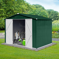 Metal Garden Sheds 6Ftx8Ft Outdoor Green White Green Metal