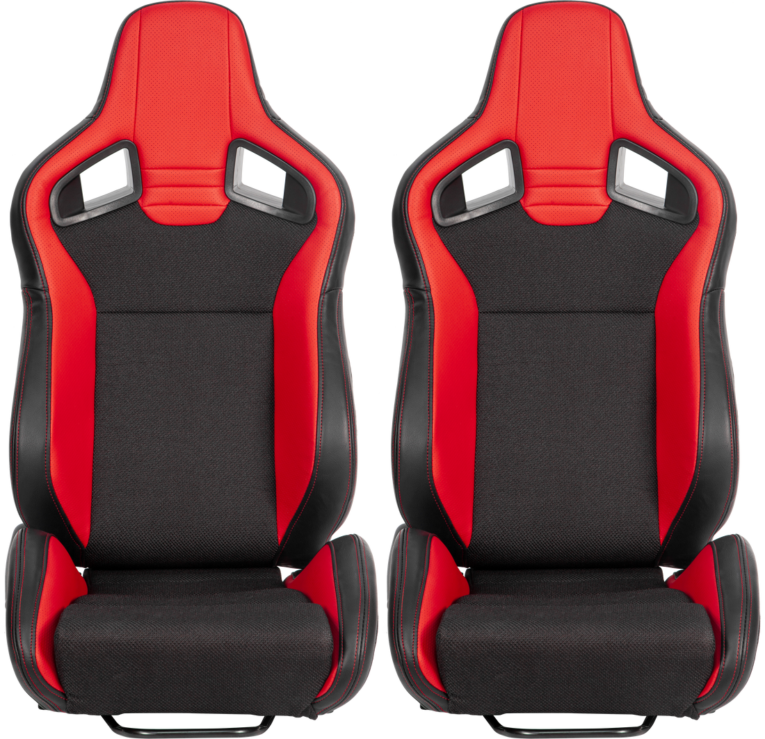 Racing Seatbucket Seats Black Red Vinyl