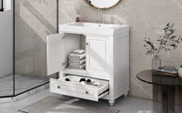 30" Bathroom Vanity With Sink, Combo, Cabinet With Doors And Drawer, Solid Frame And Mdf Board, White White Solid Wood Mdf