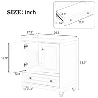 30" Bathroom Vanity Without Sink, Base Only, Cabinet With Doors And Drawer, Solid Frame And Mdf Board, White White Solid Wood Mdf