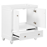 30" Bathroom Vanity Without Sink, Base Only, Cabinet With Doors And Drawer, Solid Frame And Mdf Board, White White Solid Wood Mdf