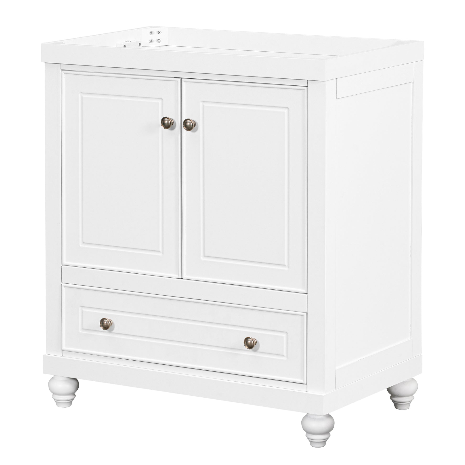 30" Bathroom Vanity Without Sink, Base Only, Cabinet With Doors And Drawer, Solid Frame And Mdf Board, White White Solid Wood Mdf