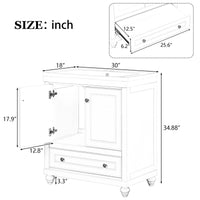 30" Bathroom Vanity With Sink, Combo, Cabinet With Doors And Drawer, Solid Frame And Mdf Board, White White Solid Wood Mdf