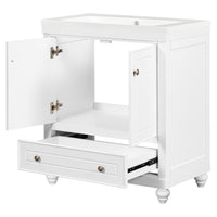 30" Bathroom Vanity With Sink, Combo, Cabinet With Doors And Drawer, Solid Frame And Mdf Board, White White Solid Wood Mdf