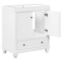 30" Bathroom Vanity With Sink, Combo, Cabinet With Doors And Drawer, Solid Frame And Mdf Board, White White Solid Wood Mdf