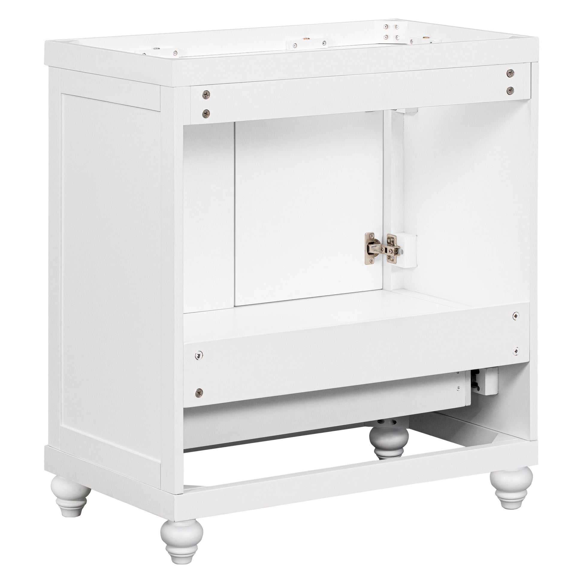 30" Bathroom Vanity Without Sink, Base Only, Cabinet With Doors And Drawer, Solid Frame And Mdf Board, White White Solid Wood Mdf