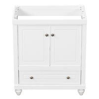 30" Bathroom Vanity Without Sink, Base Only, Cabinet With Doors And Drawer, Solid Frame And Mdf Board, White White Solid Wood Mdf