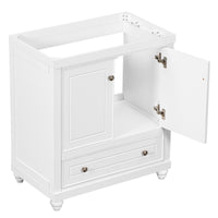 30" Bathroom Vanity Without Sink, Base Only, Cabinet With Doors And Drawer, Solid Frame And Mdf Board, White White Solid Wood Mdf