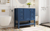 36" Bathroom Vanity With Sink Combo, One Cabinet And Three Drawers, Solid Wood And Mdf Board, Blue Old Sku:Sy999505Aac Blue Solid Wood Mdf