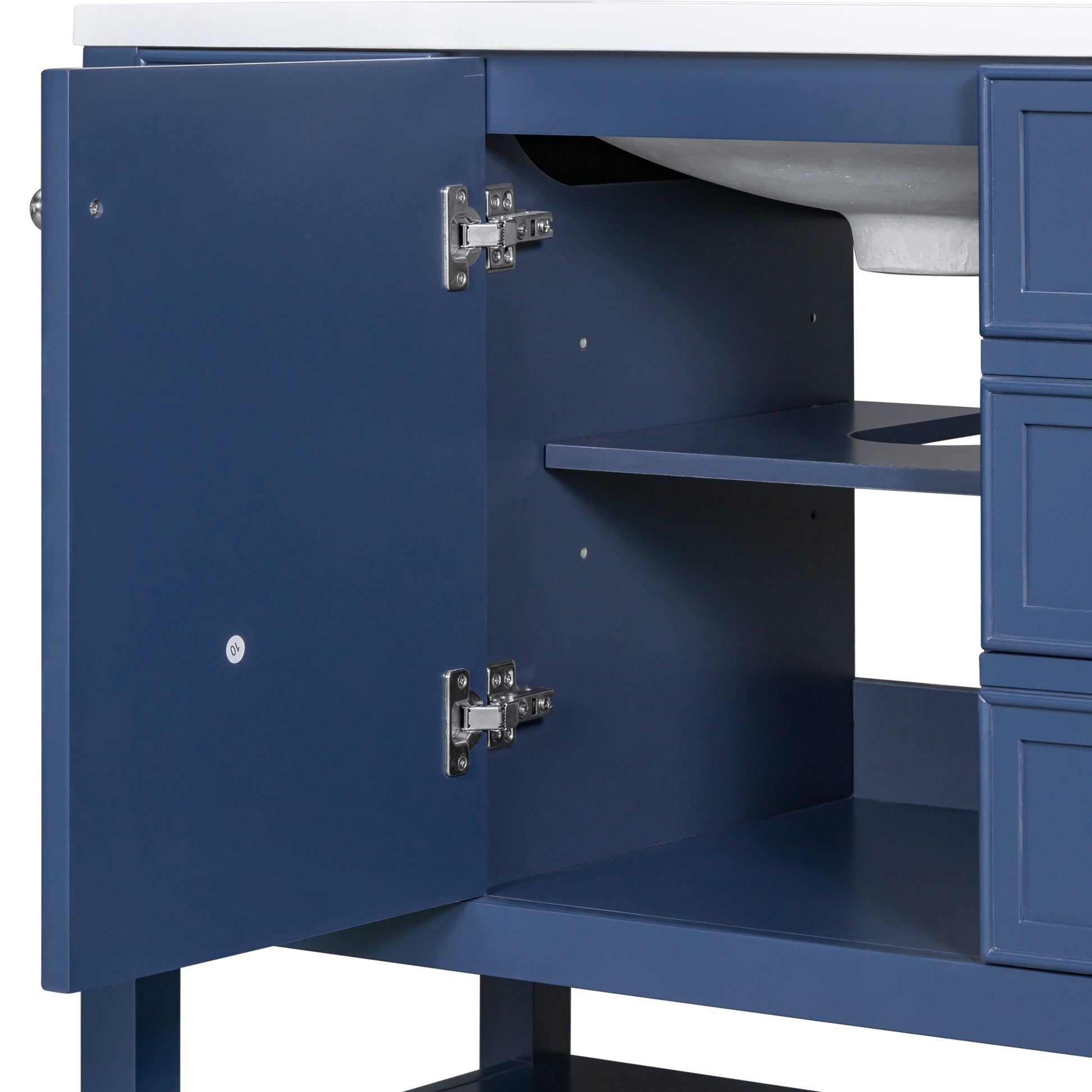 36" Bathroom Vanity With Sink Combo, One Cabinet And Three Drawers, Solid Wood And Mdf Board, Blue Old Sku:Sy999505Aac Blue Solid Wood Mdf