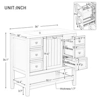 36" Bathroom Vanity With Sink Combo, One Cabinet And Three Drawers, Solid Wood And Mdf Board, Grey Grey Solid Wood Mdf