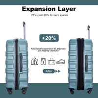 Expandable 3 Piece Luggage Sets Pc Lightweight & Durable Suitcase With Two Hooks, Spinner Wheels, Tsa Lock, 21 25 29 Dark Green Dark Green Pc