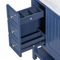 36" Bathroom Vanity With Sink Combo, One Cabinet And Three Drawers, Solid Wood And Mdf Board, Blue Old Sku:Sy999505Aac Blue Solid Wood Mdf